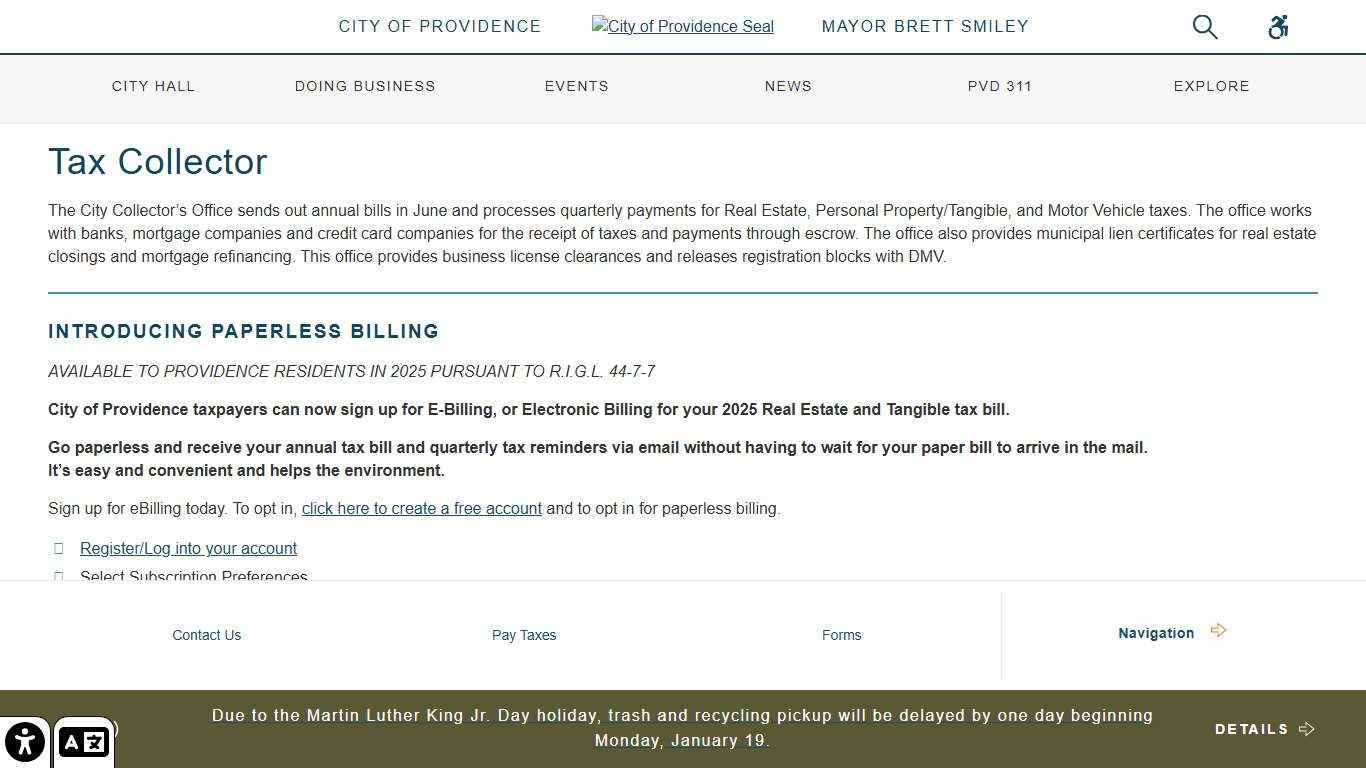 City of Providence Tax Collector - City of Providence
